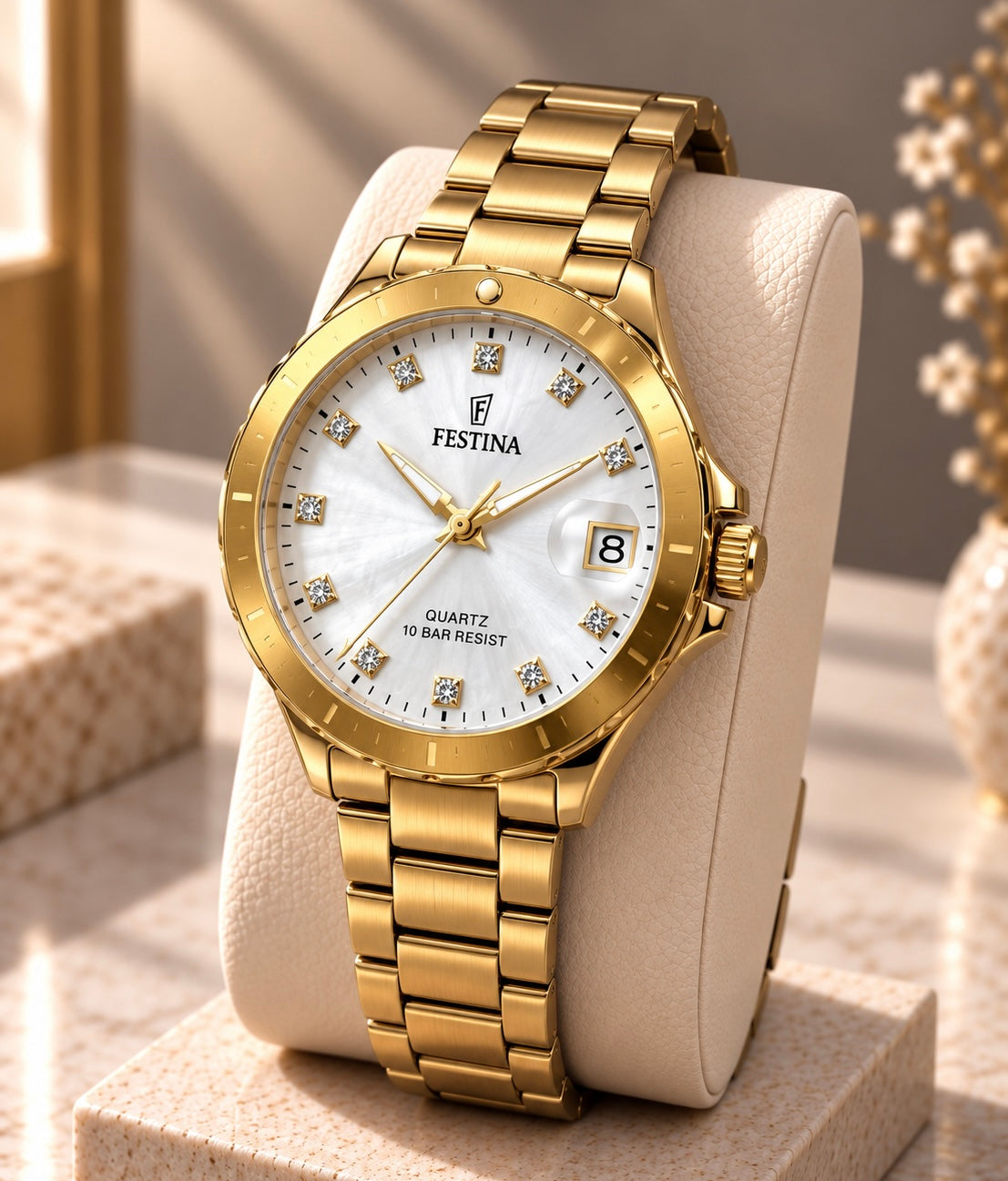 Montre Femme Festina Prestige Dorée – Cadran Blanc Nacré