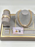 Parure Monaco 4 Pièces : Collier, Bracelet, Bague et Boucles d'Oreilles Plaqué Or 18k