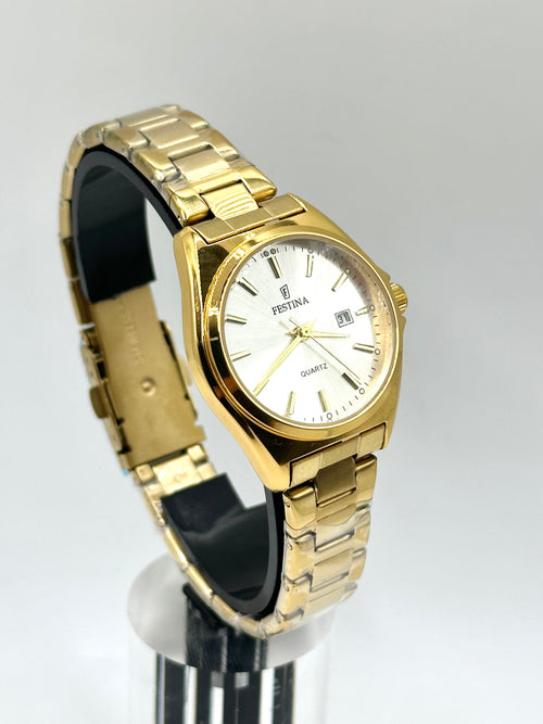 Festina Classic Gold – Montre Femme Dorée à Cadran Clair avec Dateur