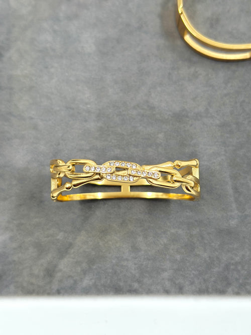Bracelet Chaîne Luxe – Plaqué Or 18K & Zircons