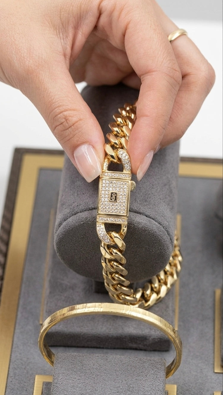Parure Monaco 4 Pièces : Collier, Bracelet, Bague et Boucles d'Oreilles Plaqué Or 18k