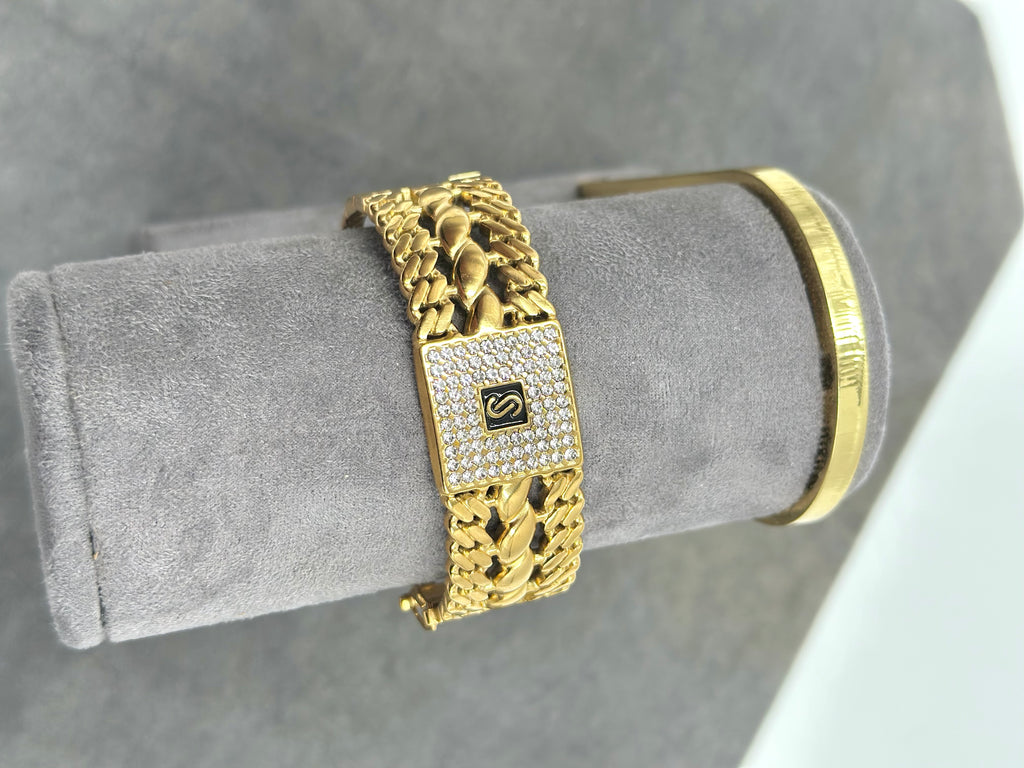 Bracelet Chaîne Royale – Plaqué Or 18K & Zircons Premium
