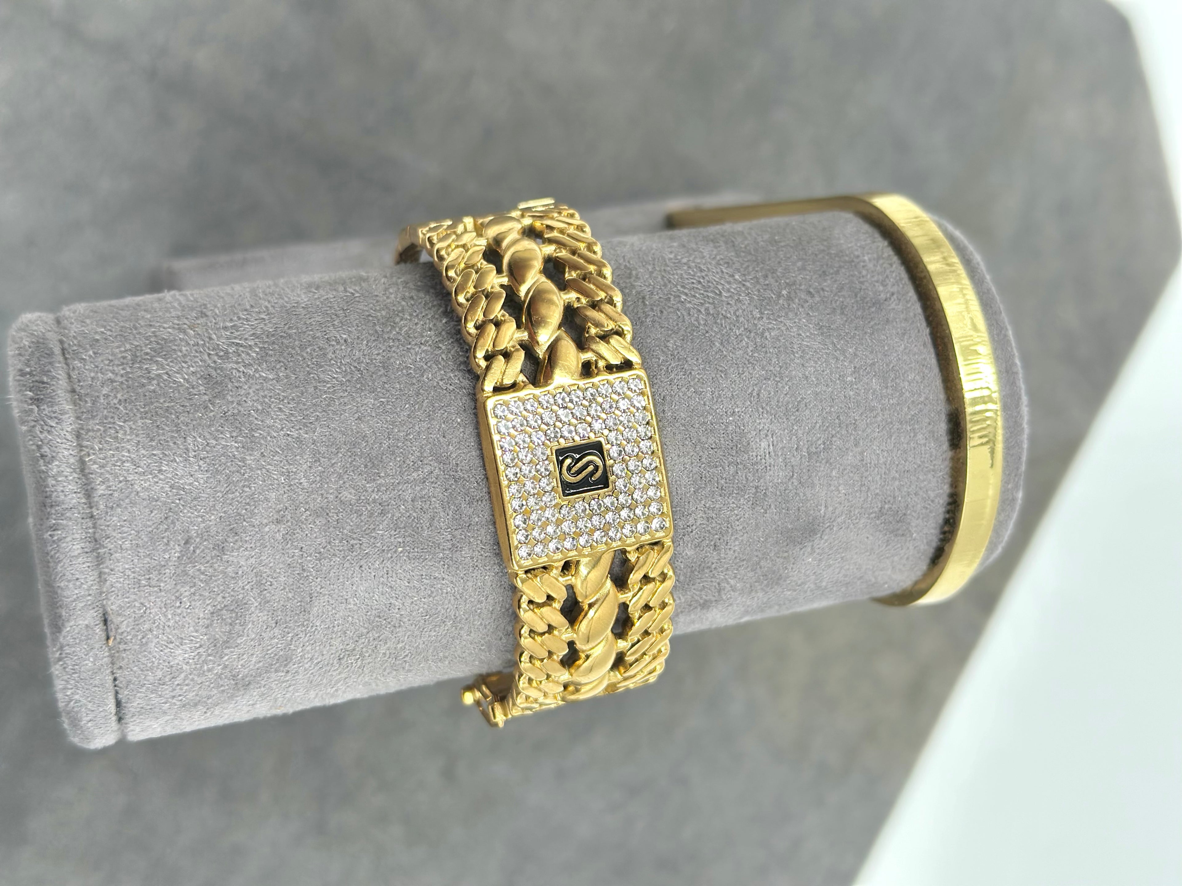 Bracelet Chaîne Royale – Plaqué Or 18K & Zircons Premium