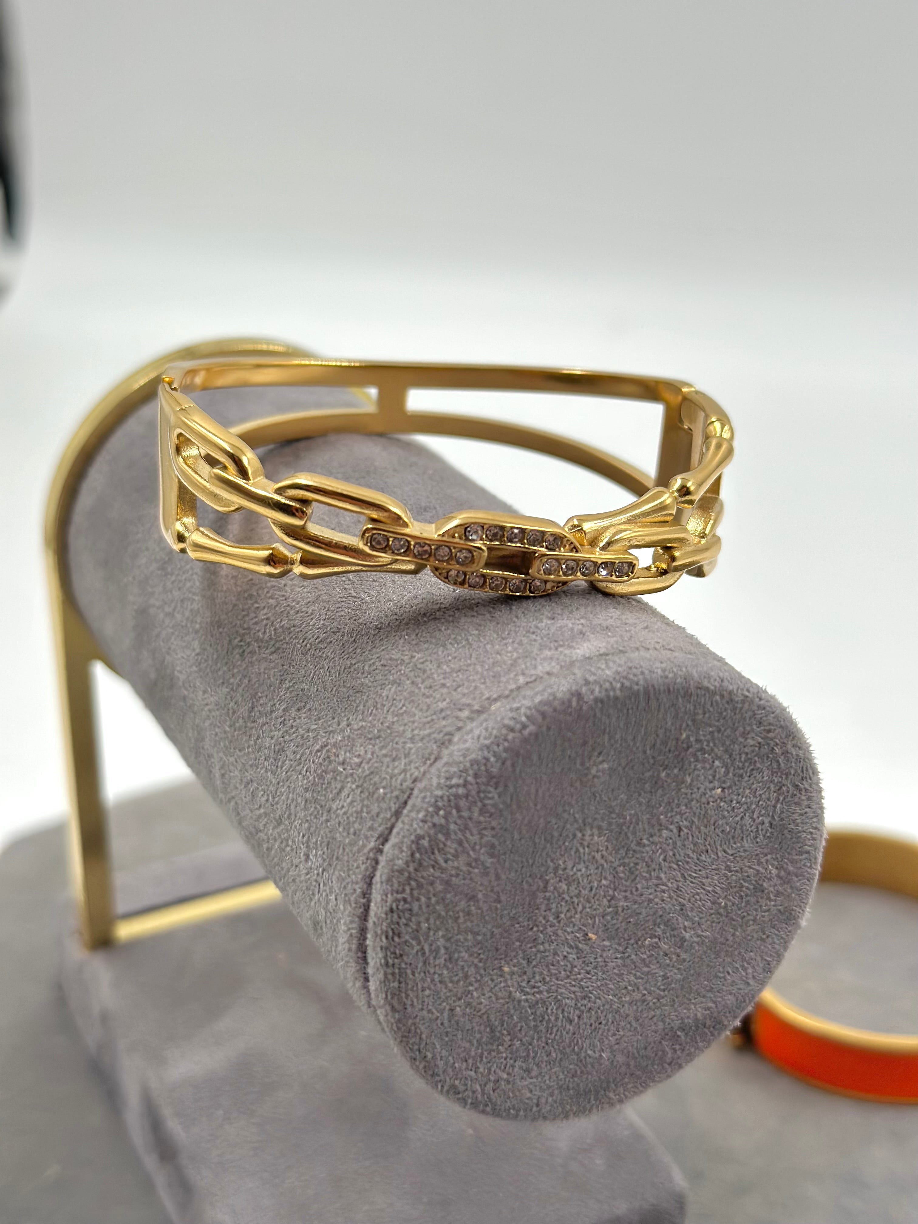 Bracelet Chaîne Luxe – Plaqué Or 18K & Zircons
