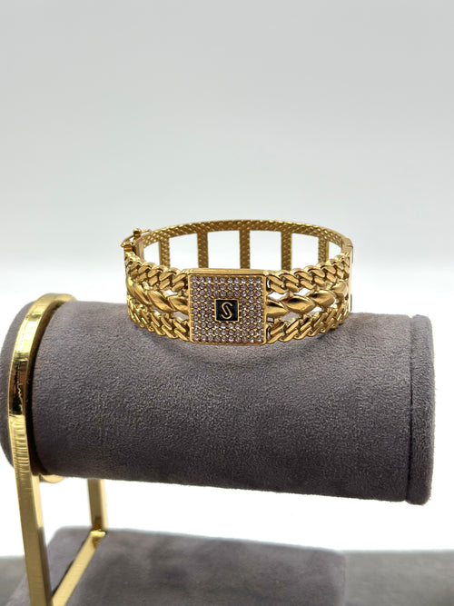 Bracelet Chaîne Royale – Plaqué Or 18K & Zircons Premium